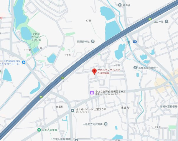 フロンティアハイツFUJIWARAの地図