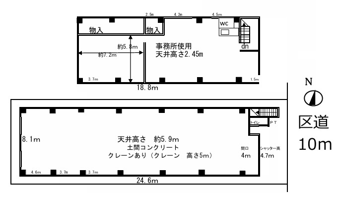 葛飾区小菅１丁目の倉庫の間取り