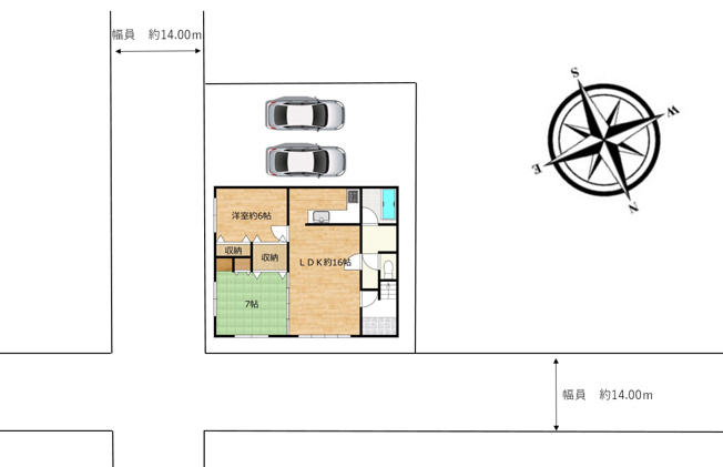 【区画図】 | 網走郡大空町女満別西二条４丁目１－２７　中古売家 | 【リフォーム後区画図】建物を解体して駐車場を新設しました。