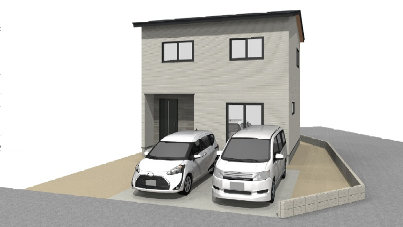 福井町　建築条件付き　売土地　Ａ号地（全１9区画）　の完成予想図|A号地　建物プラン例　建物価格　￥21,176,000‐　建物面積　86.11㎡（約26.03坪）