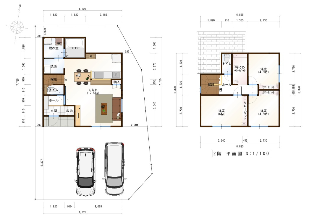 福井町　建築条件付き　売土地　Ａ号地（全１9区画）　の参考プラン|A号地　建物プラン例　建物価格　￥21,176,000‐　建物面積　86.11㎡（約26.03坪）