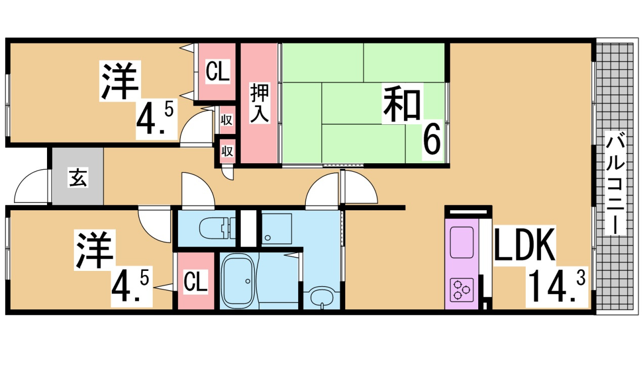 神戸市須磨区高倉町１丁目のアパートの間取り
