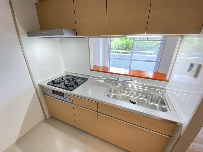 神戸市須磨区高倉町１丁目のアパートのキッチン|システムキッチン（ガス３口グリル付）