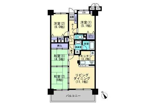 ヴェルシャトー府中桃山の間取り|続き間の和室とLDは襖戸の開け閉めで広さ自由自在！間取り変更のリフォームのしやすさも魅力です。