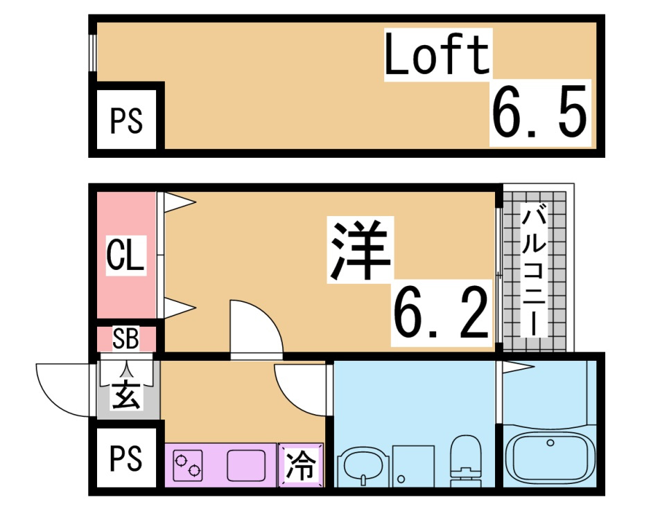 神戸市兵庫区東出町３丁目のアパートの間取り