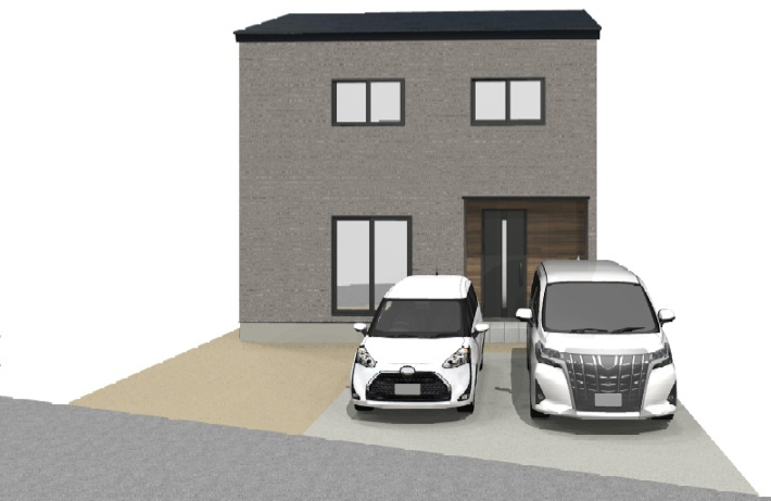 福井町　建築条件付き　売土地　Ｅ号地（全１7区画）　の完成予想図|E号地　建物プラン例　建物価格　￥21,401,000‐　建物面積　86.06㎡（約26.02坪）