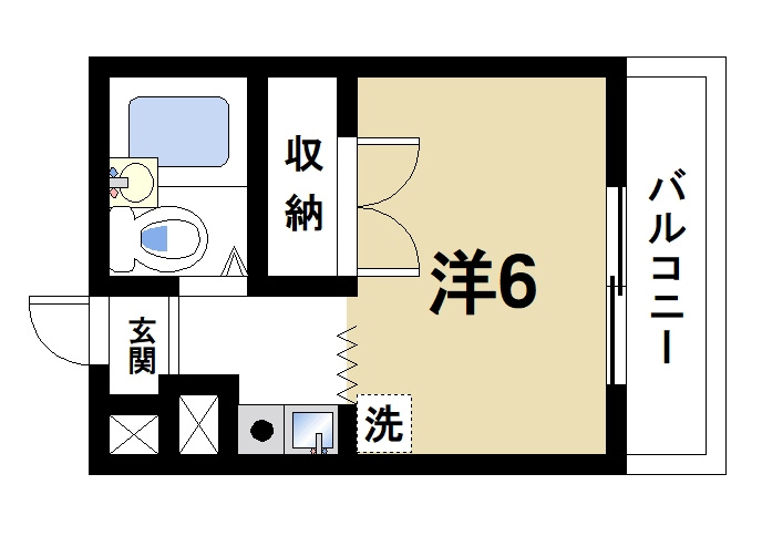 ジュネス神殿の間取り|お一人暮らしにピッタリの1Ｋのお部屋です。