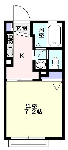 幸ハイツの間取り|洋室7.2帖の1K