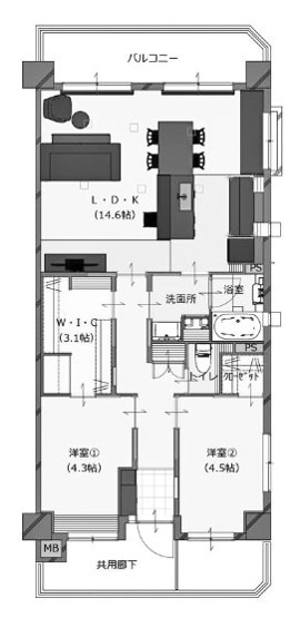 【間取り】 | ユニライフ宇治琵琶 | 専有面積70.17㎡