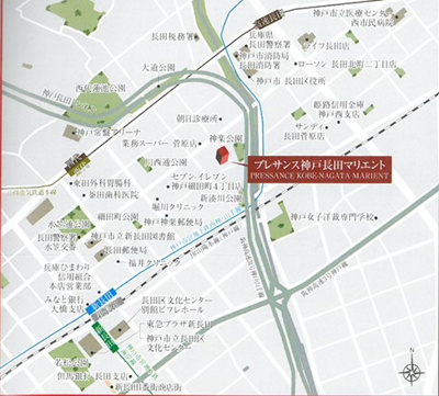 【地図】 | プレサンス神戸長田マリエント