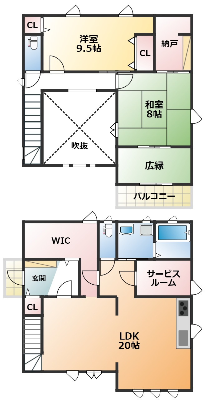 宇都宮市城南2丁目　中古戸建の間取り|南向きで陽当たりの良い間取りです