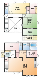【間取り】 | 宇都宮市城南2丁目　中古戸建 | 南向きで陽当たりの良い間取りです