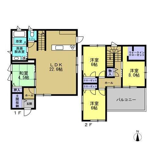 上林町　戸建の間取り