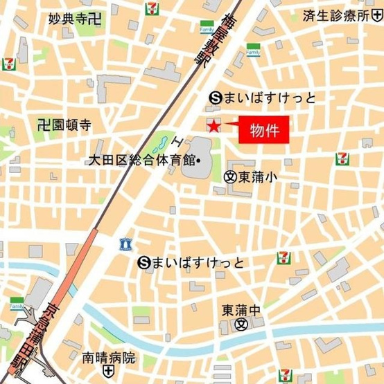 【地図】パークアクシス東蒲田