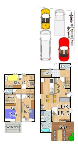 京都市北区上賀茂藤ノ木町　建築条件無土地①号地の土地図＋建物プラン例|85㎡　2,000万円