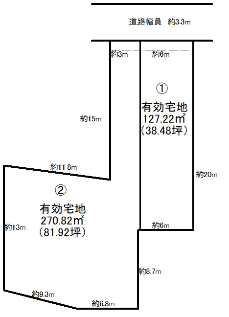 京都市北区上賀茂藤ノ木町　建築条件無土地①号地の区画図