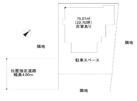 富士見市上沢　建築条件なし売地　「ふじみ野駅」徒歩17分　敷地22坪　【つるせ台小学区】の土地図