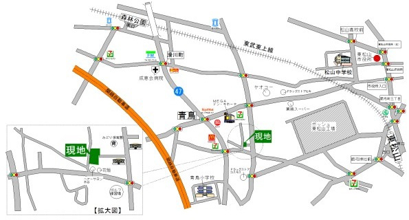 東松山市石橋  土地112坪の地図|東武東上線「東松山」駅 約1.5ｋｍ 「森林公園」駅 約1.8ｋｍ