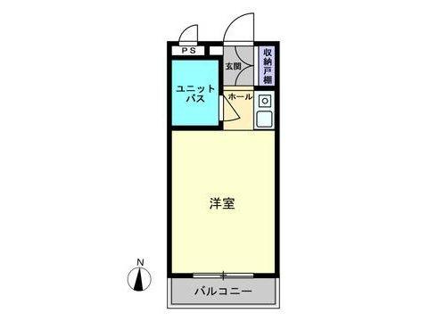アルファ清心町の間取り|専有面積：18.43㎡のコンパクトなワンルームの間取りです。