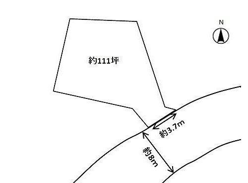 霧島市溝辺町土地の土地図|約111坪の敷地が魅力です。