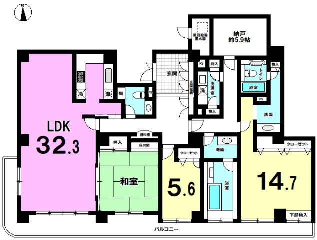 ザ・シーン徳川園の間取り|27階につき眺望・陽当たり・通風良好！
広々179㎡！