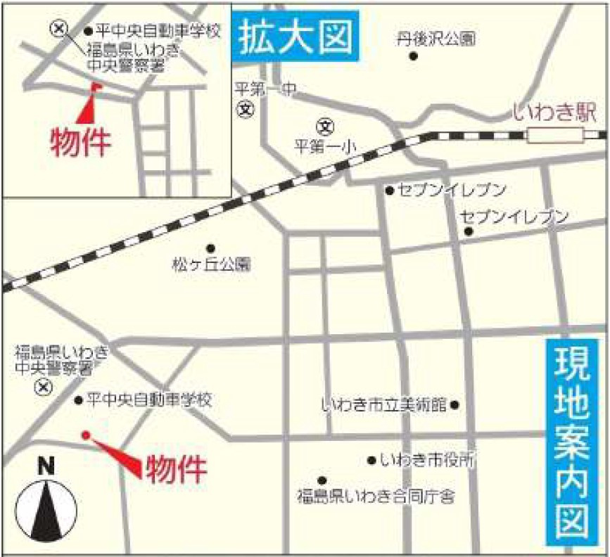 いわき市内郷小島町第1　Cradle garden　全2棟の地図