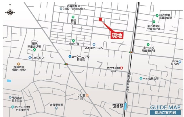 福島市笹谷清水　Blooming Graden　全1棟の地図