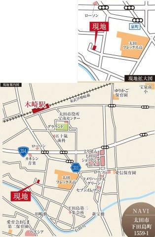 太田市下田島町7期　GRAFARE　全4棟の地図