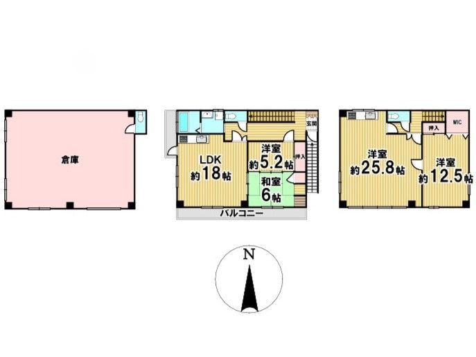 糟屋郡須恵町大字佐谷　中古戸建の間取り|1階は倉庫で2，3階が居住スペースとなっています！
各階にトイレがあり便利です！