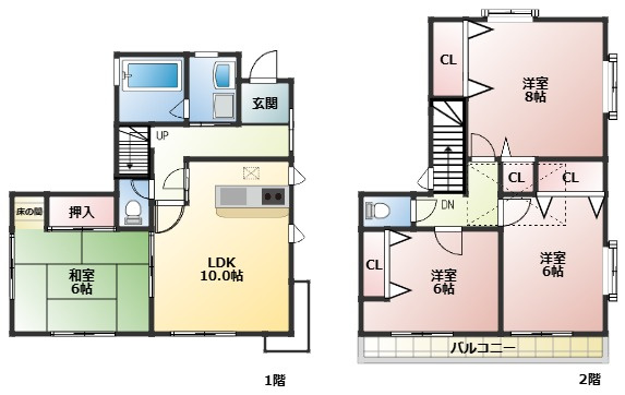 久喜市久喜東５丁目　中古一戸建て　の間取り|リビングから出入り可能なテラス付きのくつろげるお住まいです♪