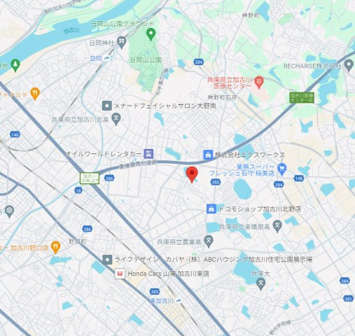 加古川市野口町水足　土地の地図|野口北小学校、陵南中学校のエリアです。