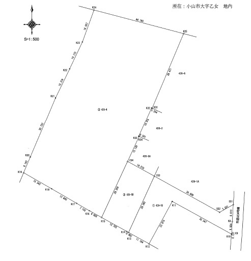 小山市乙女の区画図