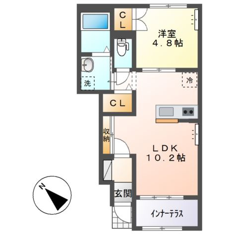 Ｐｕｒｕｍｅｒｉａ（プルメリア）の間取り