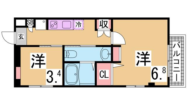 神戸市須磨区妙法寺字大津江の賃貸マンションの間取り
