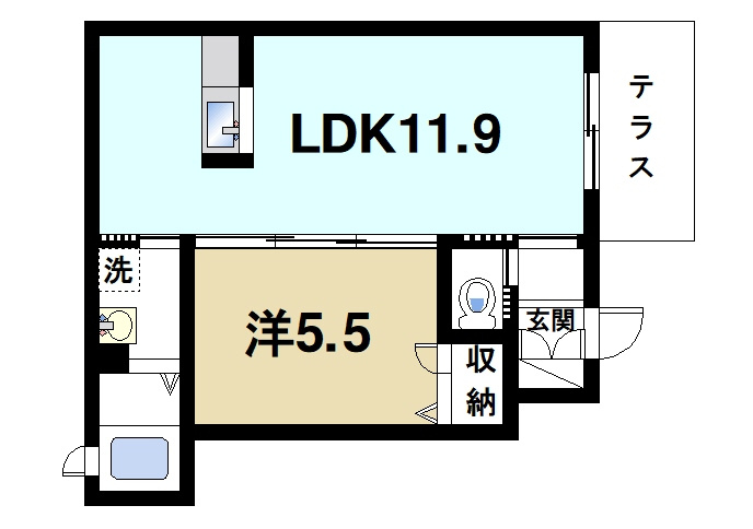 シャーメゾン前栽の間取り|1LDKの間取り