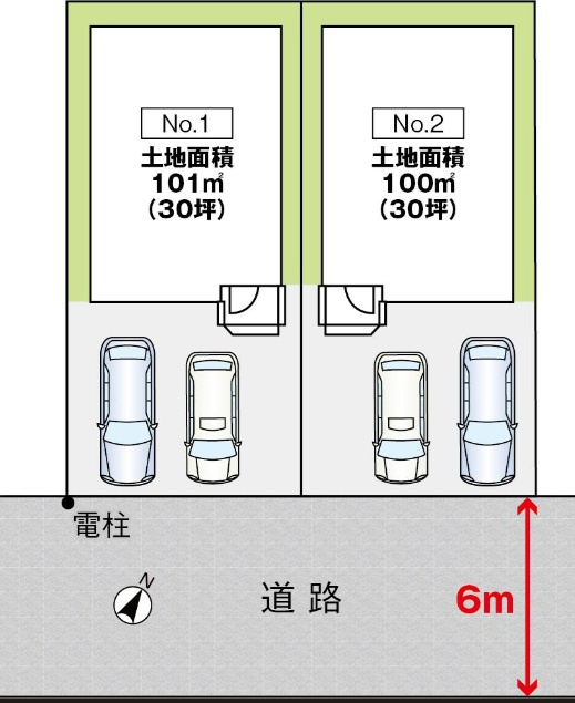 亀崎１丁目カーサヴェルディ一戸建ての区画図|区画図です。２区画横並びです。