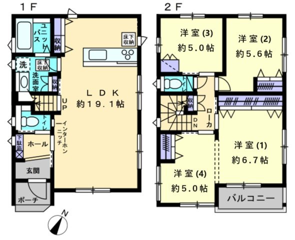 亀崎１丁目カーサヴェルディ一戸建ての間取り|２区画あり、２区画とも２４９８万円。