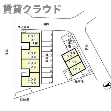 ハイム六通　Ⅰ番館の区画図
