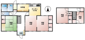 【間取り】 | 岐阜市大洞柏台中古住宅！そのままでお住みになれます♪水回りすべて新品交換！南にお庭スペースあります♪ | 岐阜市大洞柏台中古住宅！そのままでお住みになれます♪水回りすべて新品交換！南にお庭スペースあります♪