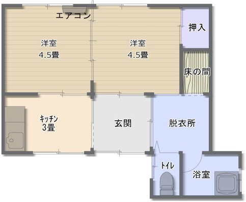 田町　一刻館　2Kの間取り