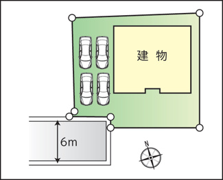【区画図】 | 笛吹市石和町井戸 オール電化H18年築中古住宅 大型建物 | 敷地203.42ｍ2　カースペースは並列2台×2列の合計4台分確保済　カーポートあり
