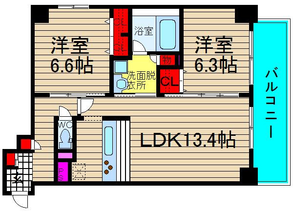 ラルジュルーセントオーデン難波の間取り