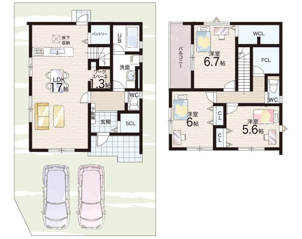 泉佐野市葵町　未入居の間取り|１号地