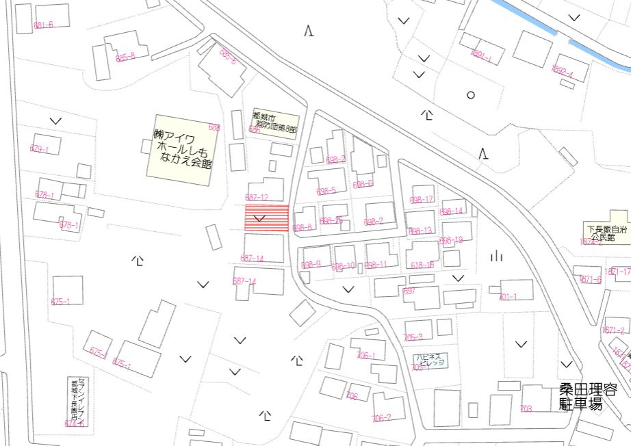 都城市下長飯町の売地の土地図