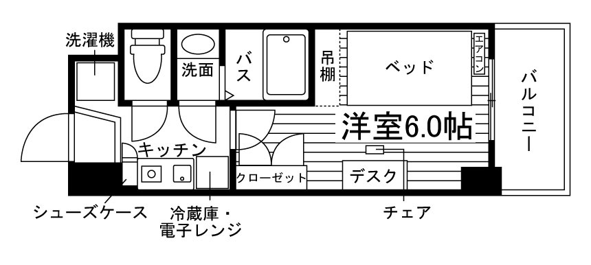 学生会館 伏見深草レジデンスの間取り|代表的な間取です