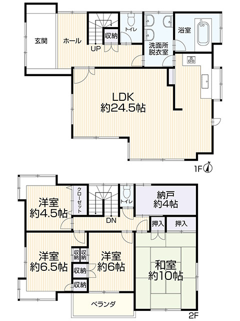 所沢市若狭3丁目　中古一戸建　～LDK24.5帖・大型間取～の間取り|LDK広々24.5帖、便利な4帖納戸付の大型4SLDK。室内リフォームしてお引渡しとなります！