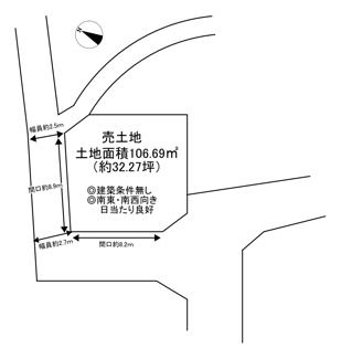 【土地図】 | 唐国町３丁目　売土地 | 土地面積は約32.27坪！角地ですので通風良好です♪
