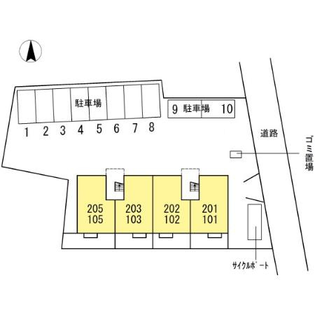 熊本市北区清水亀井町のアパートの区画図