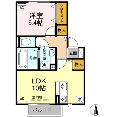 熊本市北区清水亀井町のアパートの間取り