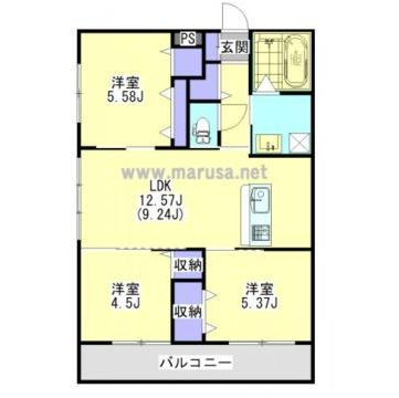 都城市下川東１丁目のビルの間取り|3LDK×5戸